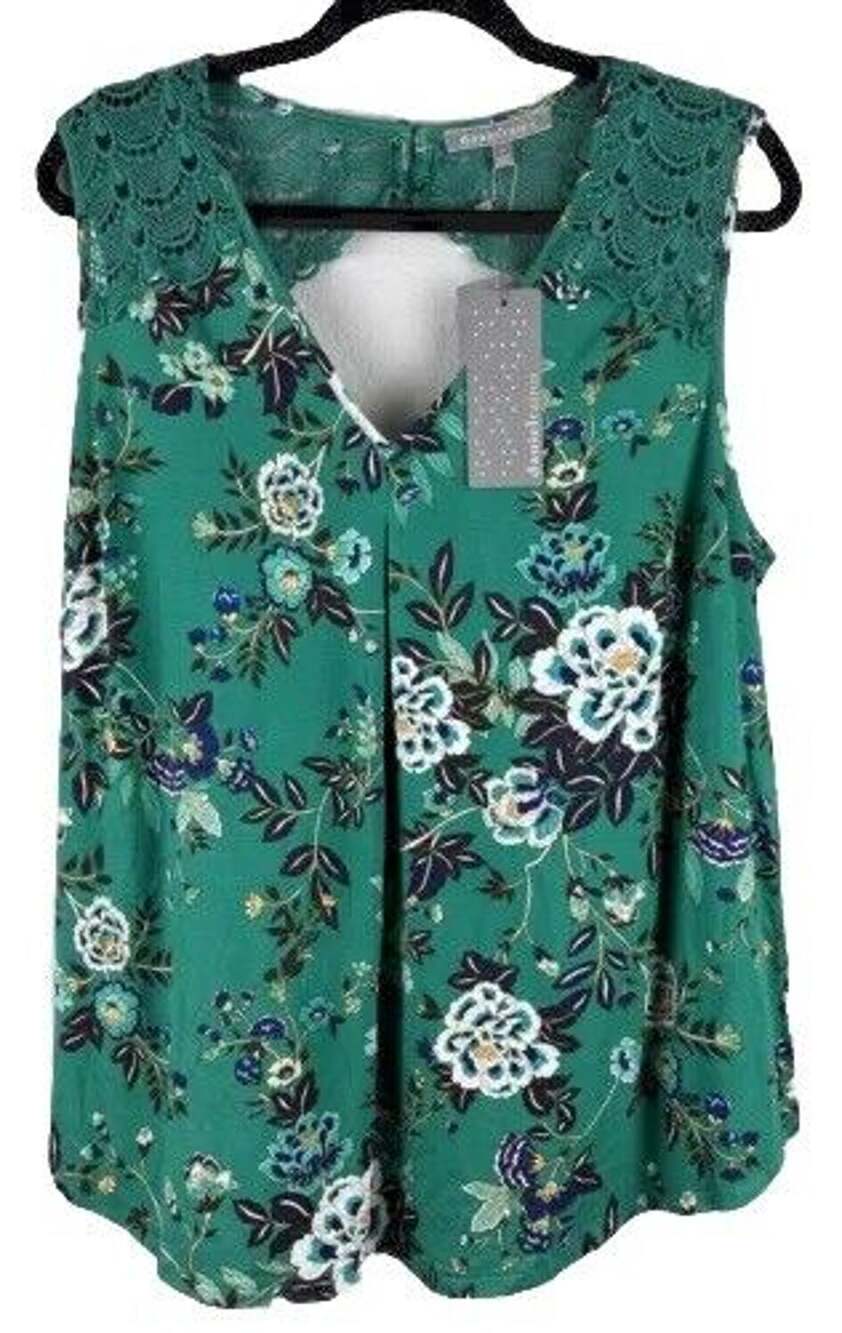 Daniel Rainn Women’s Green Floral Lace Top Sleeveless Spring Summer Size 2X NWT